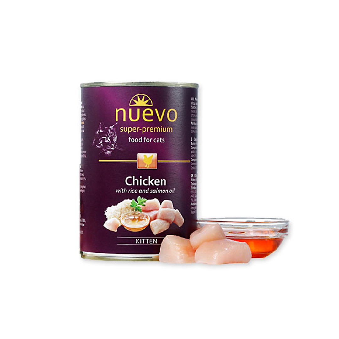 NUEVO cat Kitten Chicken bal.  400 g konzerva